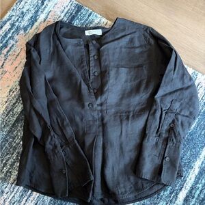 Everlane Cotton/Linen Black Blouse.